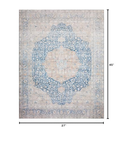 Loloi Layla Blue/Tangerine 2'-3" x 3'-9" Accent Rug - color: Blue / Tangerine, size: 2'3" x 3'9" (Rectangular)