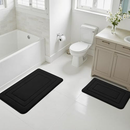 Cupic Cupid Memory Foam Bath Mat 24"×16", Non Slip Bathroom Rugs, Black - color: Black, size: 1'4" x 2' (16" x 24")
