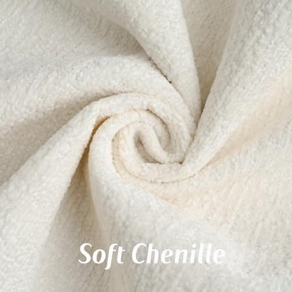 FUTEI Pack of 2 Chenille Soft Throw Pillow Covers 16x16 Inch, Cream White - color: Cream White, size: 16" x 16" (Pack of 2)