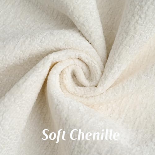 FUTEI Pack of 2 Chenille Soft Throw Pillow Covers 16x16 Inch, Cream White - color: Cream White, size: 16" x 16" (Pack of 2)