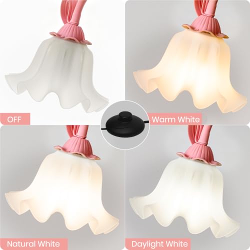 Pink Flower Floor Lamp with Table, Adjustable Floral Standing Lamp for Girl - color: Peach Pink