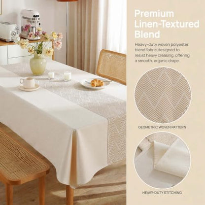Square Linen Tablecloth Waterproof Spillproof Cloth, 55x55 Inch - color: Beige Bd, size: 55"x55"fits 4 seats (table length 31"-37")