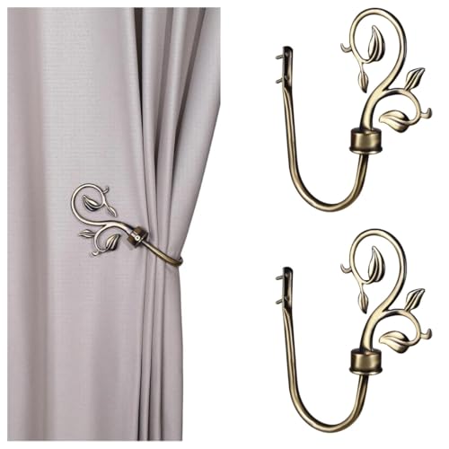 SUQ I OME Leaf Shaped Curtain Holdbacks, Bronze, 1 Pair - color: Bronze