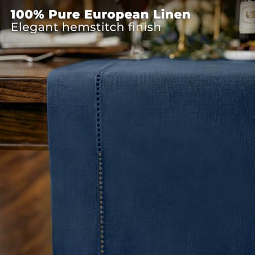 Signature Linen™ by D'Moksha, 100% Linen Navy Blue Table Runner 14 x 48 in - color: Navy Blue, size: 14 X 48 Inch