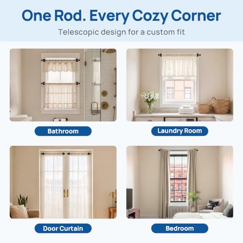 ENJOYBASICS Curtain Rods No Drilling for Renter, 28-47" Adjustable, Black - color: Black, size: 27-52"