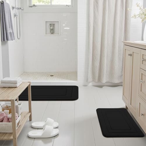 Cupic Cupid Memory Foam Bath Mat 24"×16", Non Slip Bathroom Rugs, Black - color: Black, size: 1'4" x 2' (16" x 24")