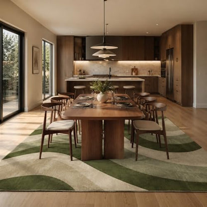 9x12 Olive Green Area Rugs, Modern Washable Rug for Living Room - color: Olive Green/Beige, size: 9' x 12' (Rectangular)