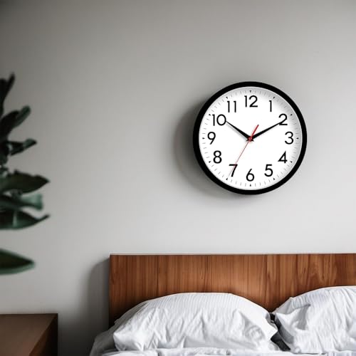 DAXSMY 10 Inch Wall Clock, Battery Operated Silent Non Ticking - color: A-black, size: 10"