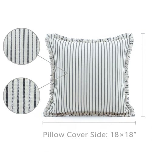 JMGBird Accent Pillows Boho Throw Pillows with Inserts Included - color: Light Blue & White, size: 18" x 18" (Pack of 2)