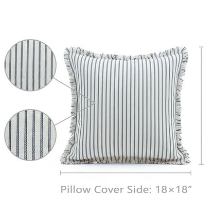 JMGBird Accent Pillows Boho Throw Pillows with Inserts Included - color: Light Blue & White, size: 18" x 18" (Pack of 2)