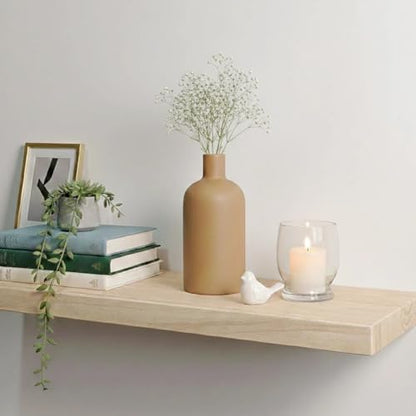 Neutral Boho Ceramic Brown Decorative Vase, Modern Matte Minimalist Vases for Shelf, Coffee Table, Living Room & Fireplace Mantel Decor