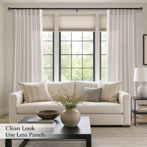 Semi Sheer Pinch Pleated Linen Curtains for Living Room 102 Inches, Natural - color: Natural, size: 40"W x 102"L (Pack of 2)