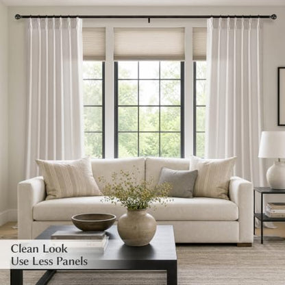 Semi Sheer Pinch Pleated Linen Curtains for Living Room 102 Inches, Natural - color: Natural, size: 40"W x 102"L (Pack of 2)