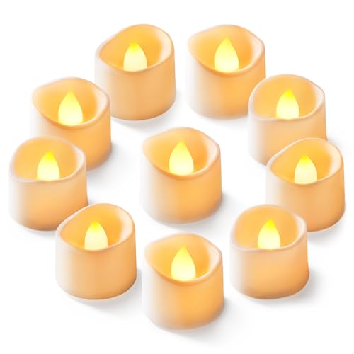 Homemory 12-Pack Flameless Tea Lights Candles Battery Operated, 200+ Hours - color: Bright Amber Glow – White Body, size: Pack of 12