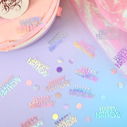 MARFOREVER Iridescent Happy Birthday Confetti Birthday Party Decorations - style: Birthday