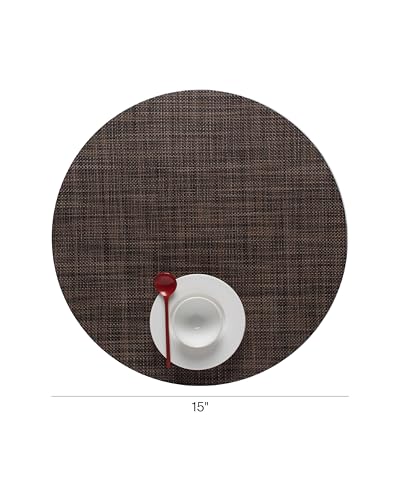Chilewich Mini Basketweave Placemats, Round Woven Placemats Set of 4 - color: Dark Walnut, size: 15" Round