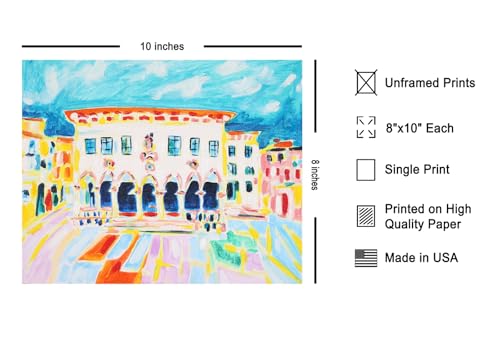 Monem Art Koper Loggia Print - Colorful Venetian Architecture Poster - Wall Decor for Living Room, Bedroom or Office - 8x10 Unframed Wall Art by Tamara Jare - color: Style-01, size: 8"L x 10"W
