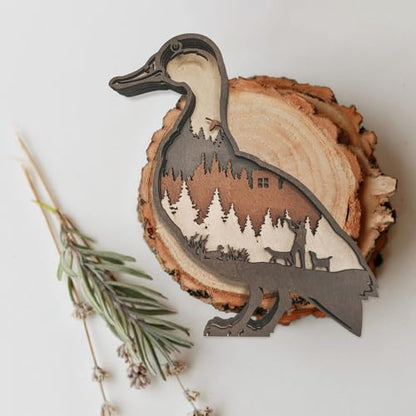 Laozai Cabin Decor Wooden Duck Wall Art - color: Duck