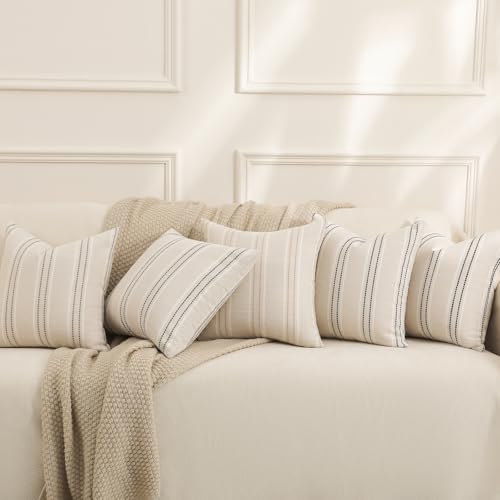 Hckot Throw Pillow Covers 22x22 Set of 2 Striped Pillow Covers Grey - color: Grey, size: 22" x 22" (Pack of 2)