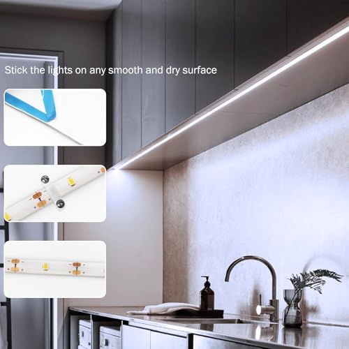 2 Pack Battery Powered LED Strip Lights 9.8Ft for Kitchen (Cool White) - color: Cool White