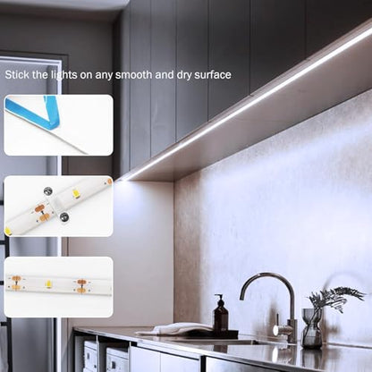 2 Pack Battery Powered LED Strip Lights 9.8Ft for Kitchen (Cool White) - color: Cool White