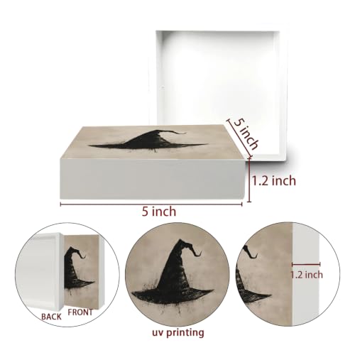 Halloween Witch Hat Wooden Box Sign Desk Decor,Witchy Room Decor - color: Witch Hat