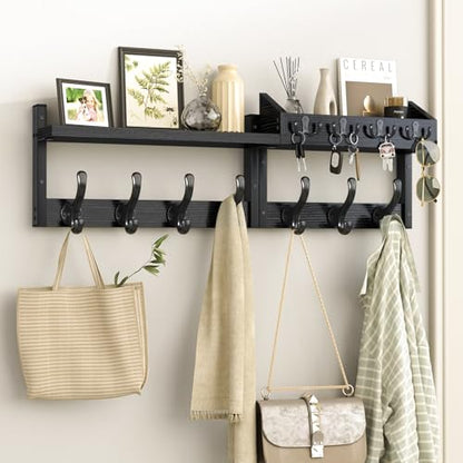 Evermagin 29" Coat Rack Wall Mount with Shelf for Entryway, Black - color: Black, size: 29 inch