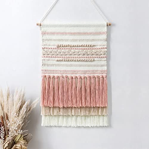 Dremisland Macrame Wall Hanging Macrame Wall Decor Bohemian Pink Tapestry - color: Pink Line