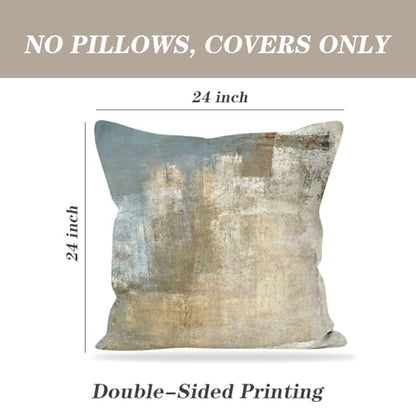 Throw Pillow Covers for Couch, 24x24 Inch, Set of 2, Beige Grey - color: Grey and Beige, size: 24" x 24" (Pack of 2)