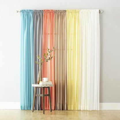 No. 918 53566 Emily Sheer Voile Rod Pocket Curtain Panel, 59" x 63", Charcoal (Single Panel Only) - color: Charcoal, size: 59"W x 63"L (Pack of 1), style: Emily
