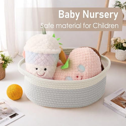 JMvicyroam Small Woven Basket, Empty Gift Basket, White&Grey/1 Pack - color: White&Grey, size: 1 Pack