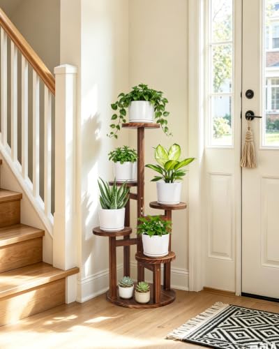 5 Tier Plant Stand Indoor, 32in Tall Wooden Flower Rack