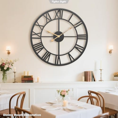 Pytha Sight 18 Inch Black Roman Numerals Large Wall Clocks for Living Room - color: Black Roman, size: 18 Inch