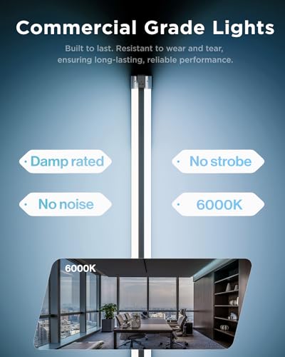 Sunco 6 Pack LED Shop Lights 4FT, Plug in Linkable, White, 40W=150W - color: White 6k