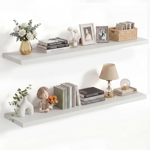 Vivelove 10 Inch Deep Floating Shelves 40” Set of 2, White - color: White, size: 40”wx10.2”dx1.5”h