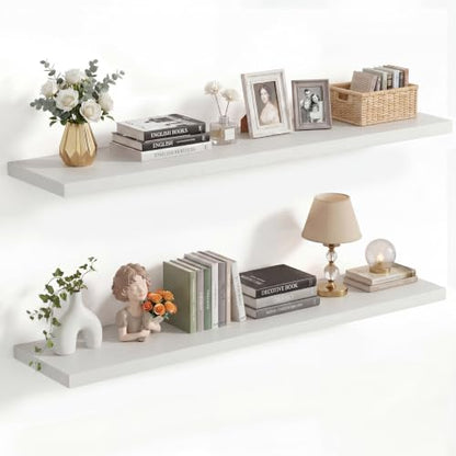 Vivelove 10 Inch Deep Floating Shelves 40” Set of 2, White - color: White, size: 40”wx10.2”dx1.5”h
