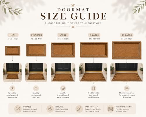 Welcome Coir 도어 매트 외부 및 실내 입구, 현관 야외 매트, 웰컴 홈 데코, 다채로운 야외 코이어 도어매트 현관 파티오 - 새 디자인, 미디엄 45.7 x 76.2cm(18 x 30인치) - color: 새 디자인, size: 1'6" x 2'6" (Rectangular)