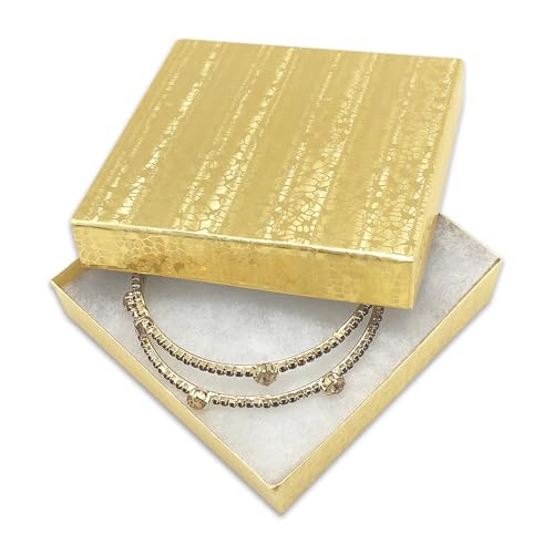 TheDisplayGuys 100 Cardboard Jewelry Gift Boxes with Inserts - Gold Foil - size: 100 Pack