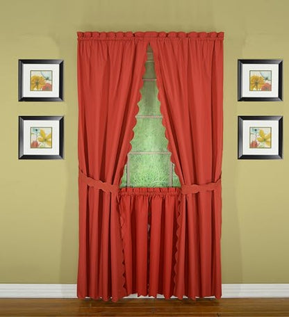 Today's Curtain, Orleans Scallop Curtain, Brick Red 24" Tier Pair, 60" W x 24" L, Brick Red - color: Brick Red, size: 60"W x 24"L (Pack of 1)