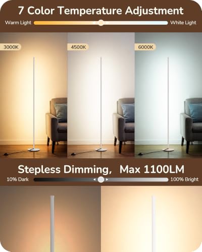 EDISHINE 2 Pack 57.5” Floor Lamps with Remote, Stepless Dimmable & 7 CCT - color: White