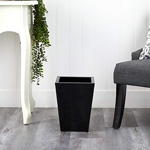 Nearly Natural 13in. Classic Square Metal Planter - Indoor Use - color: Black