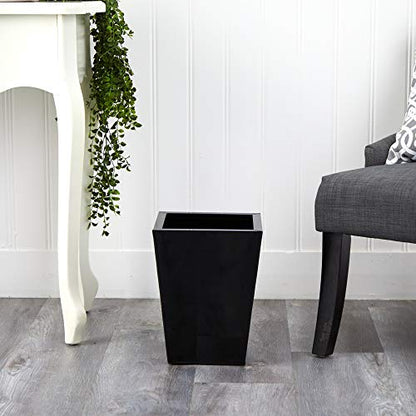 Nearly Natural 13in. Classic Square Metal Planter - Indoor Use - color: Black