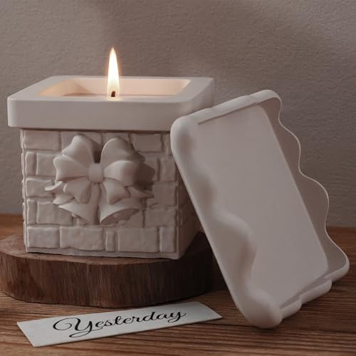 Wehous Snow Chimney Storage Box Silicone Molds with Lid, Unique Christmas Candle Holder Jewelry Trinket Container Epoxy Resin Mold, 3D Winter Container Storage Art Casting Craft DIY Christmas Ornament - color: Snow Chimney Box