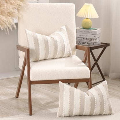 Boho Jacquard Throw Pillow Covers 12x20 Inch Set of 2 Beige Khaki - color: Beige+khaki, size: 20" x 12" (Pack of 2)
