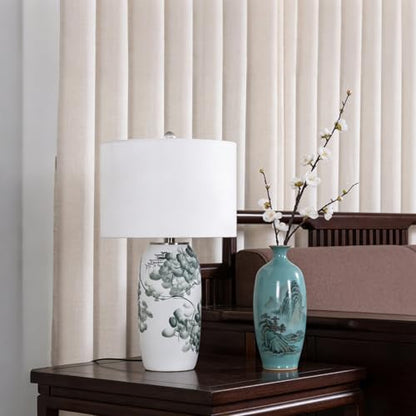 Hand-Painted Landscape Ceramic Table Lamp Oriental Desk Lamp - color: White