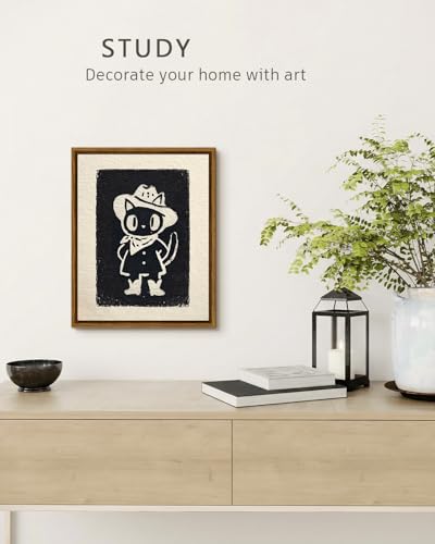VIYYIEA Halloween Black Cat Wall Art Animal Painting 8x10 Inch - color: Cowboy Cat, size: 10"L x 8"W