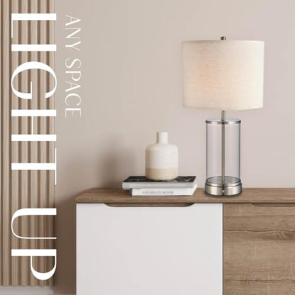 O’Bright Luma - Battery Powered Table Lamp (Brushed Nickel, 24-inch) - color: Brushed Nickel, size: 24-inch