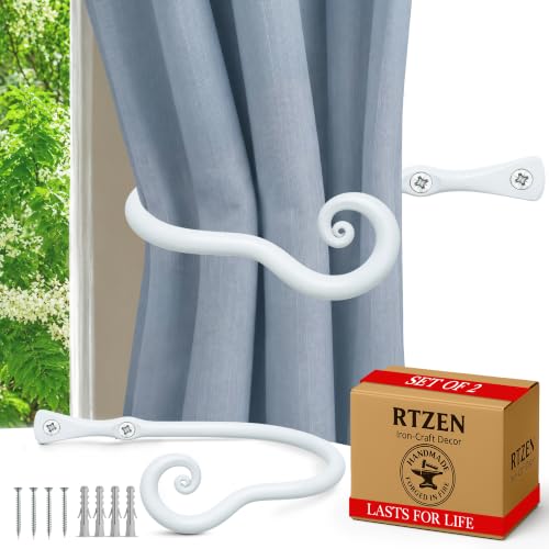 RTZEN Metal Curtain Tiebacks, Drapery Holders for Wall, 2 Pcs - size: Medium, style: Classic - W