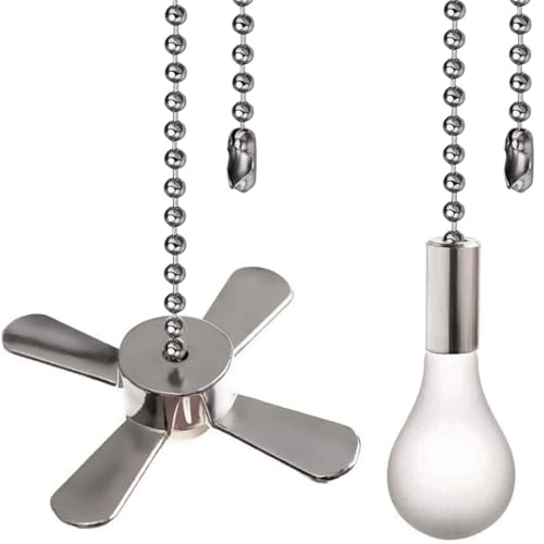 Ceiling Fan Pull Chain Ornaments Extension Chains with Decorative Light Bulb and Cord 13.6 Inches Fan Pull Chain Set For Ceiling Light Lamp Chain (Nickel) - color: Pull Chain(Nickel)