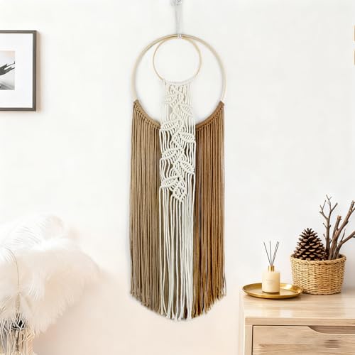 LB Brown Macrame Wall Hanging, Boho Wall Tapestry Decor, 10X30 Inch - color: Brown